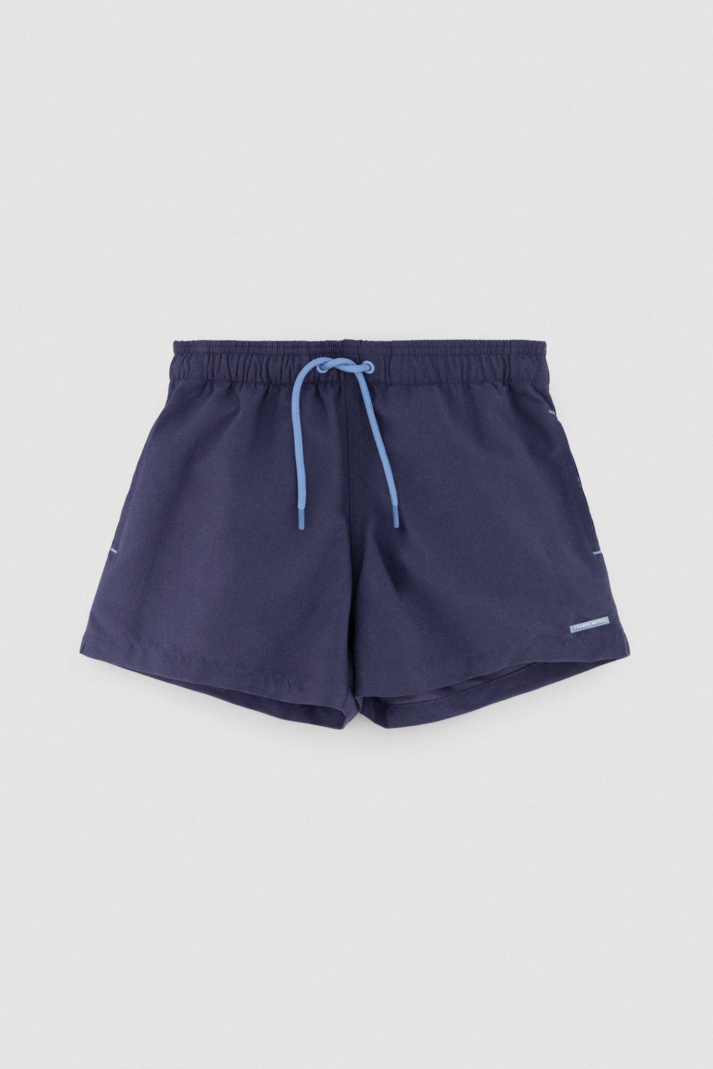 Boy's short swimming trunks with contrasting navy lining