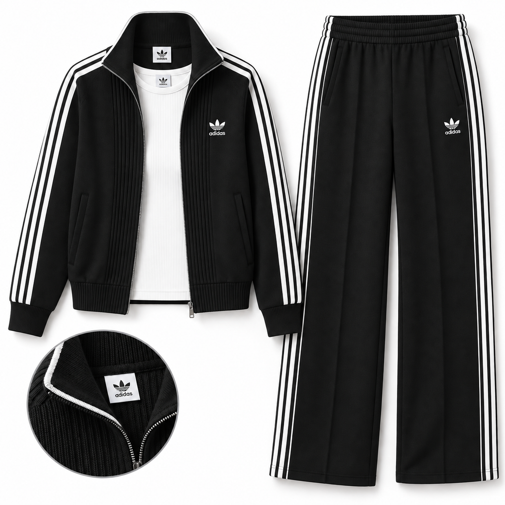 Women’s Retro Striped Zip-Up Two-Piece Tracksuit