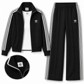 Women’s Retro Striped Zip-Up Two-Piece Tracksuit