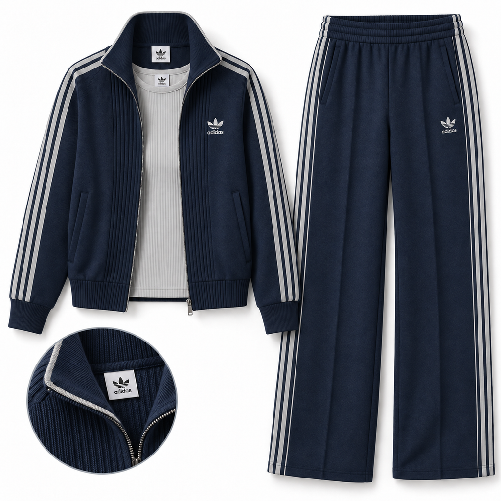 Women’s Retro Striped Zip-Up Two-Piece Tracksuit