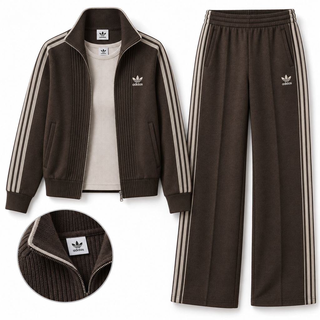 Women’s Retro Striped Zip-Up Two-Piece Tracksuit