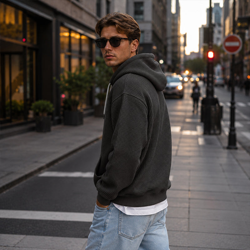 🔥👕 50% OFF! Moletom Masculino com Capuz e Zíper no Peito – Confortável, Esportivo e Versátil