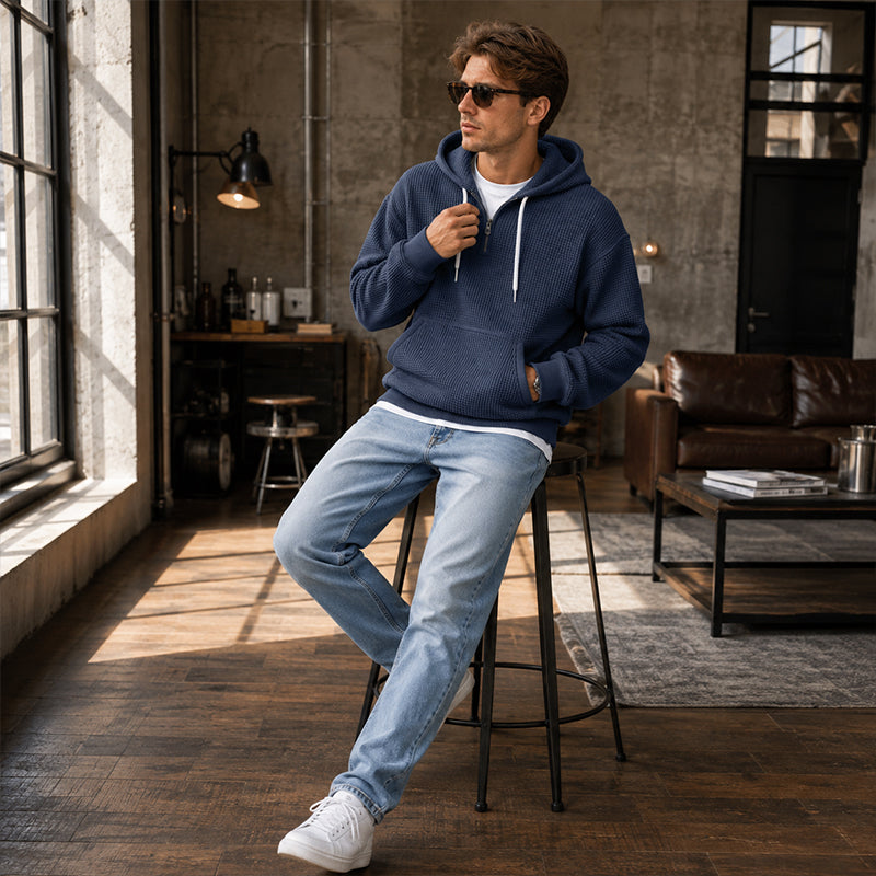 🔥👕 50% OFF! Moletom Masculino com Capuz e Zíper no Peito – Confortável, Esportivo e Versátil
