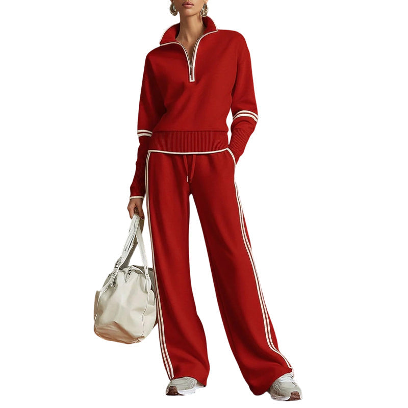 🔥👚 50% OFF! Conjunto Feminino de Moletom com Meio Zíper – Macio, Elegante e Confortável