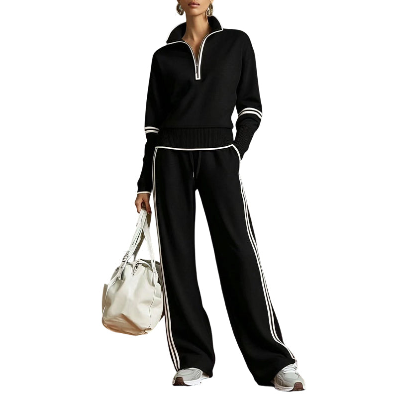🔥👚 50% OFF! Conjunto Feminino de Moletom com Meio Zíper – Macio, Elegante e Confortável