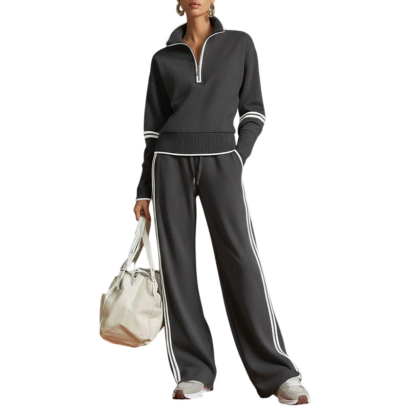 🔥👚 50% OFF! Conjunto Feminino de Moletom com Meio Zíper – Macio, Elegante e Confortável