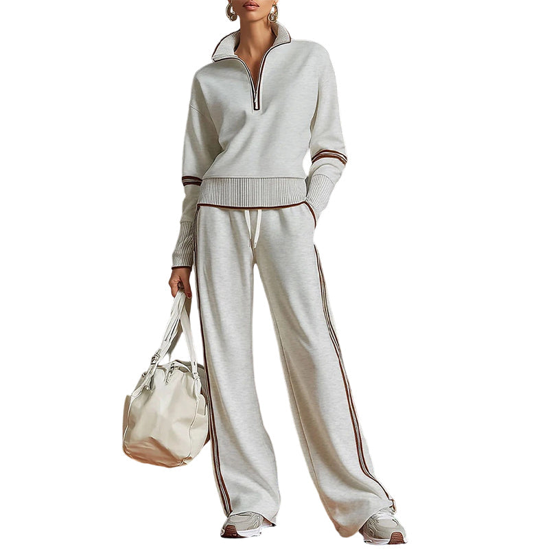 🔥👚 50% OFF! Conjunto Feminino de Moletom com Meio Zíper – Macio, Elegante e Confortável