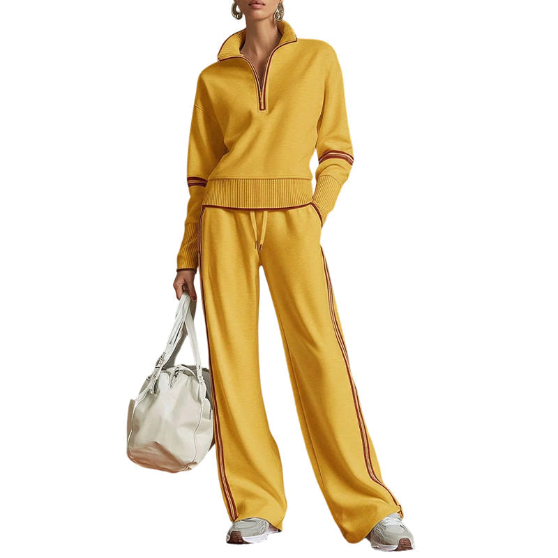 🔥👚 50% OFF! Conjunto Feminino de Moletom com Meio Zíper – Macio, Elegante e Confortável
