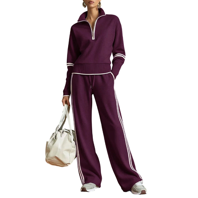 🔥👚 50% OFF! Conjunto Feminino de Moletom com Meio Zíper – Macio, Elegante e Confortável