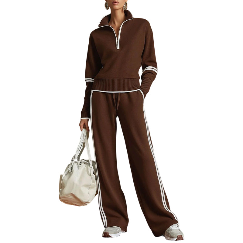 🔥👚 50% OFF! Conjunto Feminino de Moletom com Meio Zíper – Macio, Elegante e Confortável